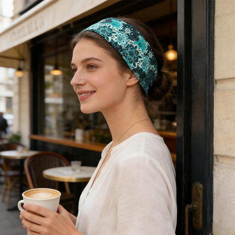 Olivenorma Boho Verstellbares Sport-Stirnband mit buntem Blumenmuster