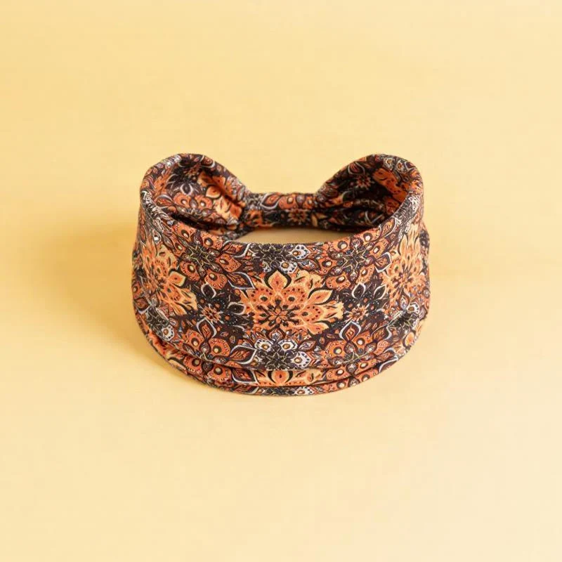 Olivenorma Boho Verstellbares Sport-Stirnband mit buntem Blumenmuster