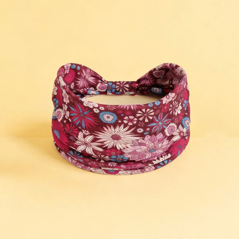Olivenorma Boho Verstellbares Sport-Stirnband mit buntem Blumenmuster