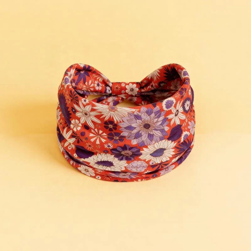 Olivenorma Boho Verstellbares Sport-Stirnband mit buntem Blumenmuster