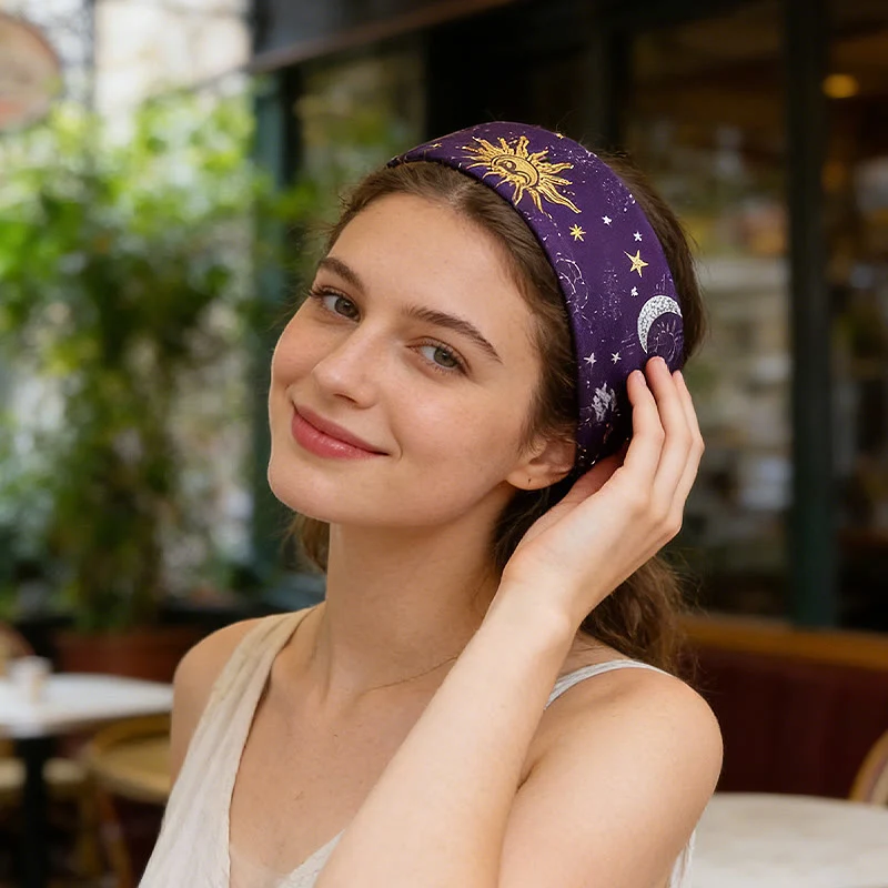 Olivenorma Boho Moon & Star Verstellbares Yoga-Stirnband