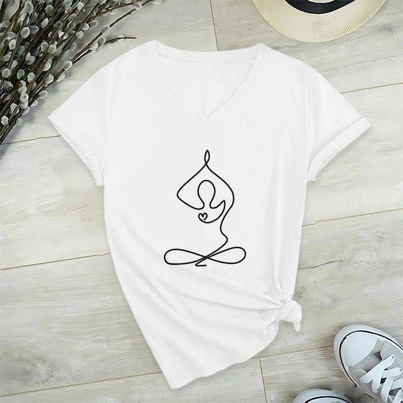Olivenorma Focus Balance V-Ausschnitt Yoga Meditation T-Shirt