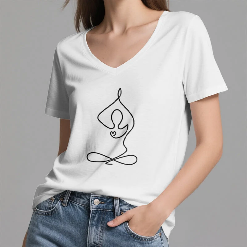 Olivenorma Focus Balance V-Ausschnitt Yoga Meditation T-Shirt