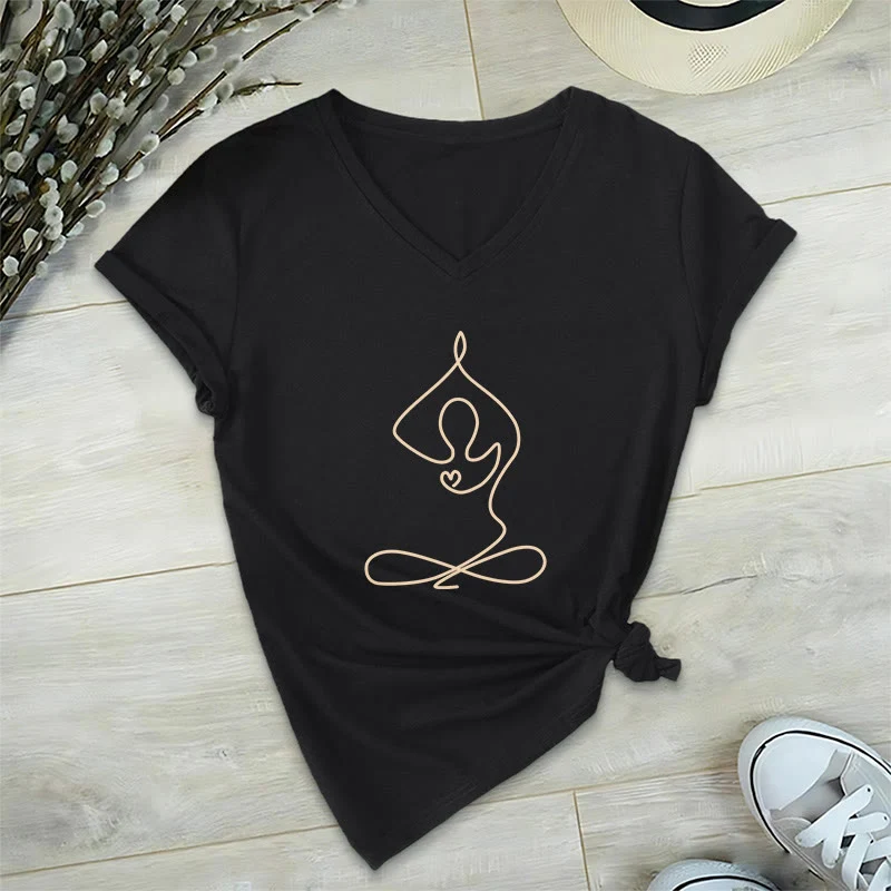 Olivenorma Focus Balance V-Ausschnitt Yoga Meditation T-Shirt