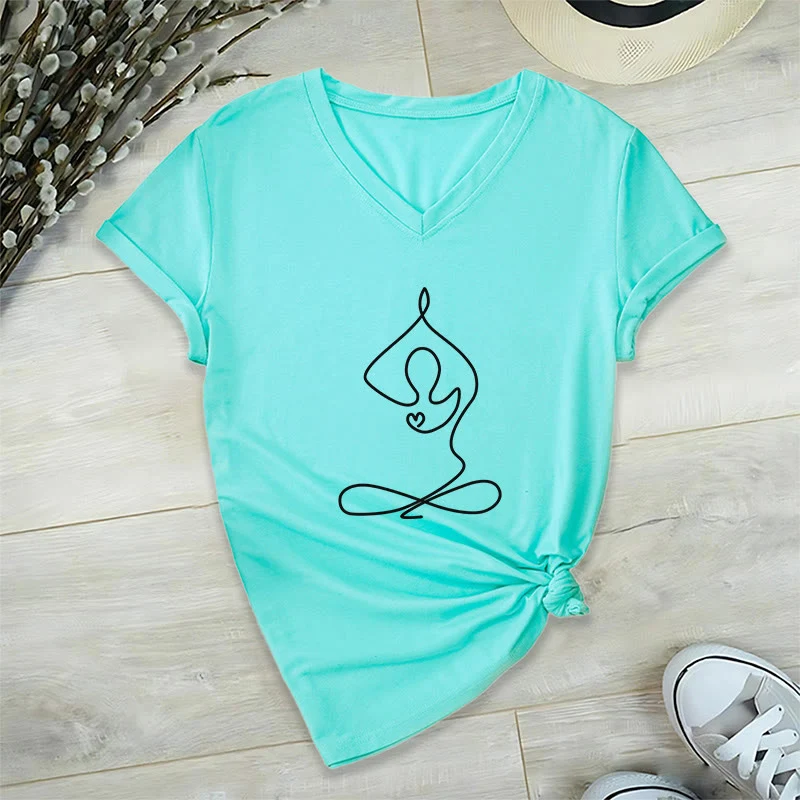 Olivenorma Focus Balance V-Ausschnitt Yoga Meditation T-Shirt