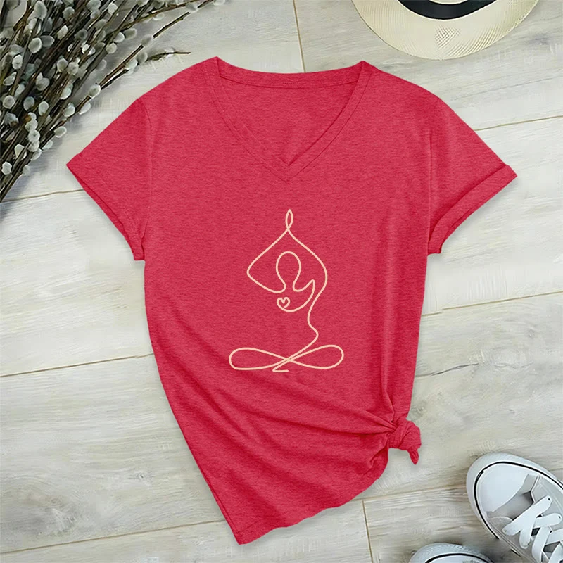 Olivenorma Focus Balance V-Ausschnitt Yoga Meditation T-Shirt