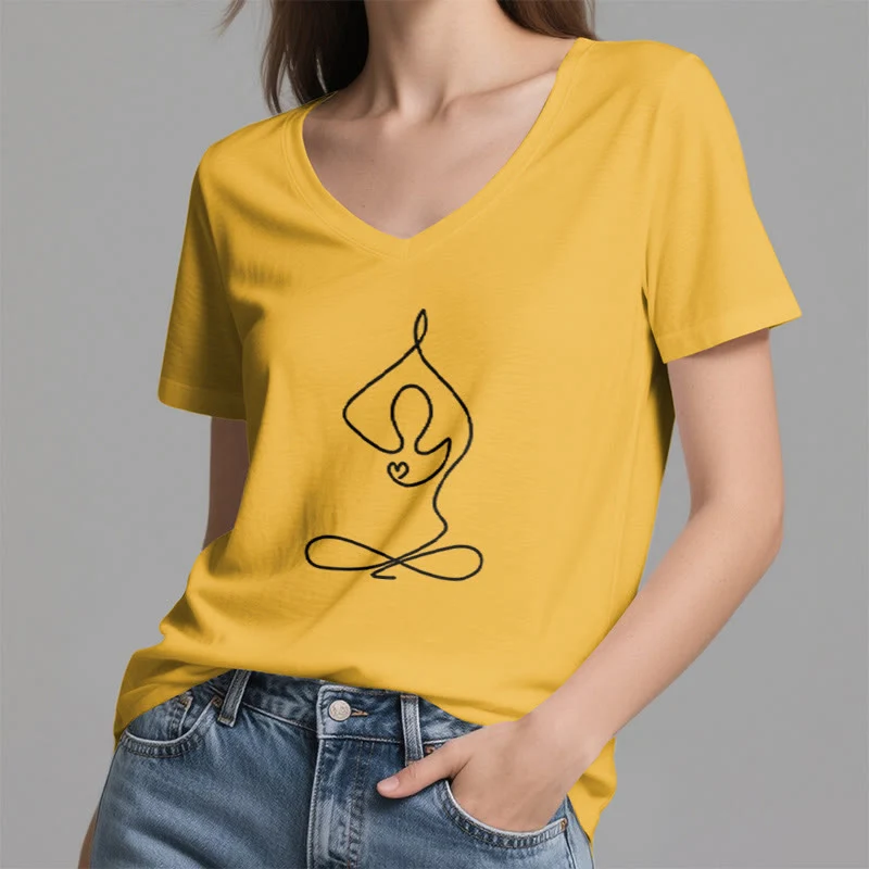Olivenorma Focus Balance V-Ausschnitt Yoga Meditation T-Shirt