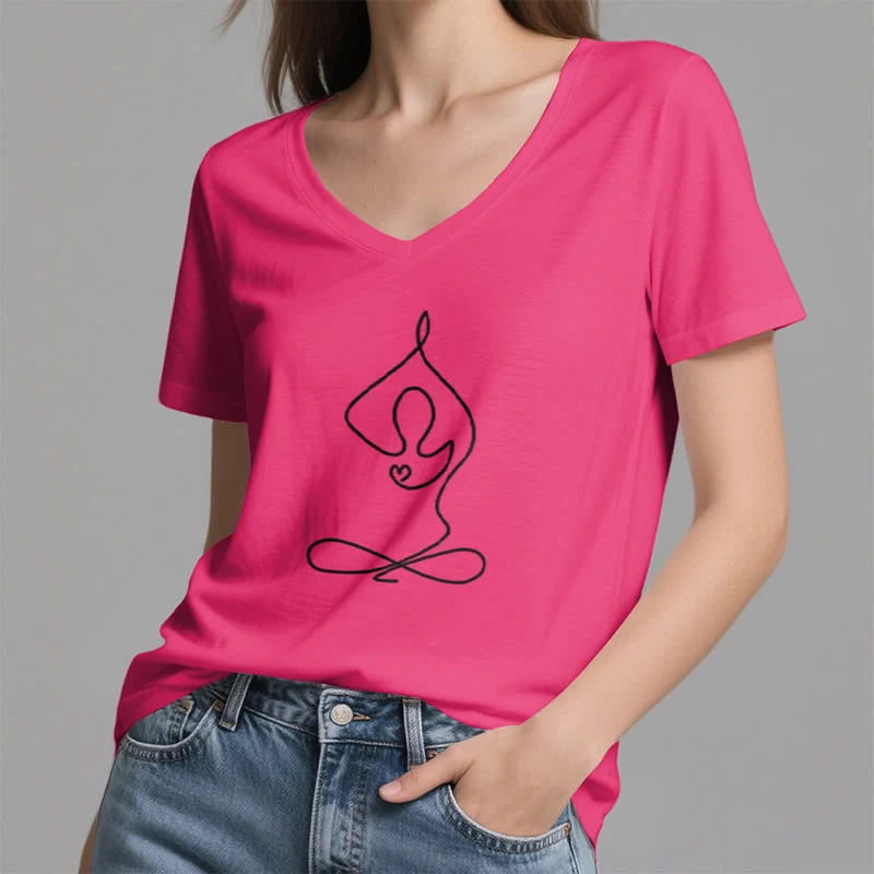 Olivenorma Focus Balance V-Ausschnitt Yoga Meditation T-Shirt