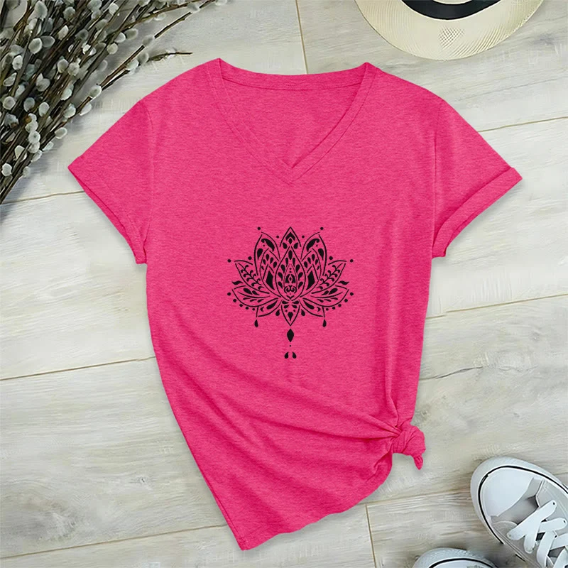 Olivenorma Mandala Energie Harmonie V-Ausschnitt Yoga Meditation T-Shirt