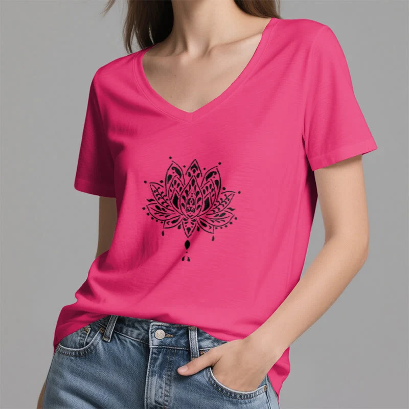 Olivenorma Mandala Energie Harmonie V-Ausschnitt Yoga Meditation T-Shirt