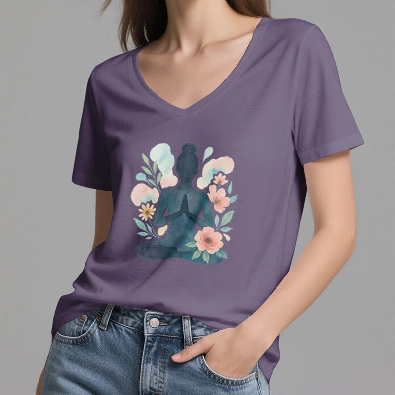 Olivenorma Inner Strength V-Ausschnitt Yoga Meditation T-Shirt