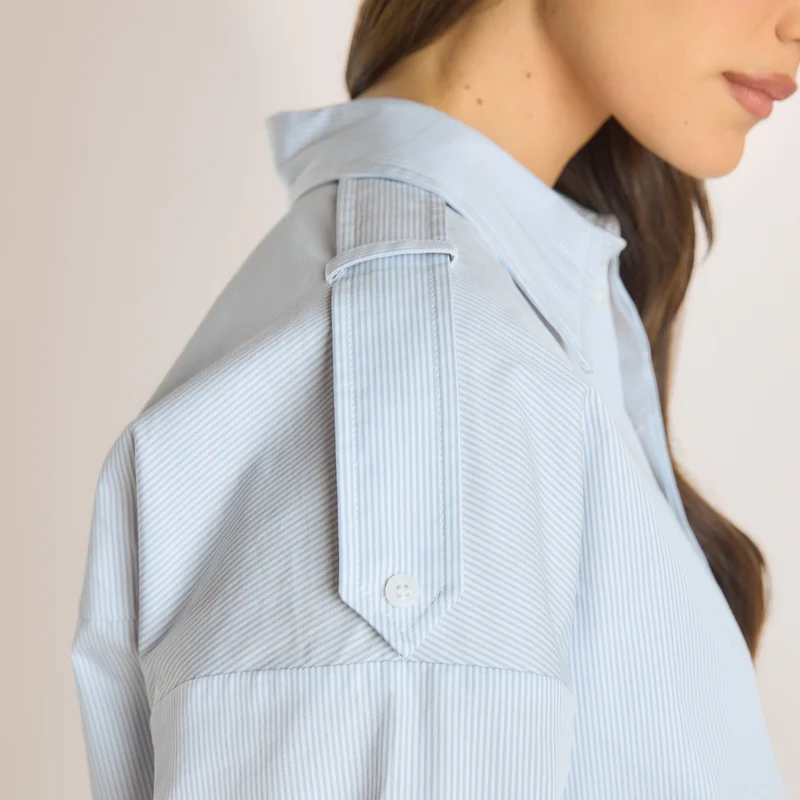 Asymmetrisches Hemd - Blau Stripe