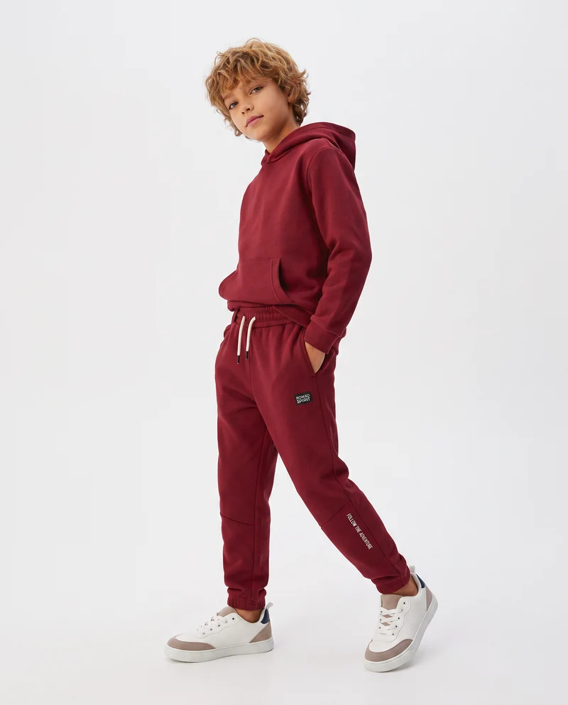 Jogger in Felpa con Coulisse e Patch - Bordeaux