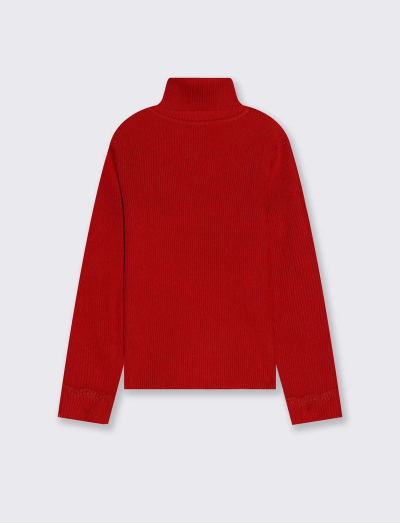 Maglia collo alto con polsino metallico - Rosso