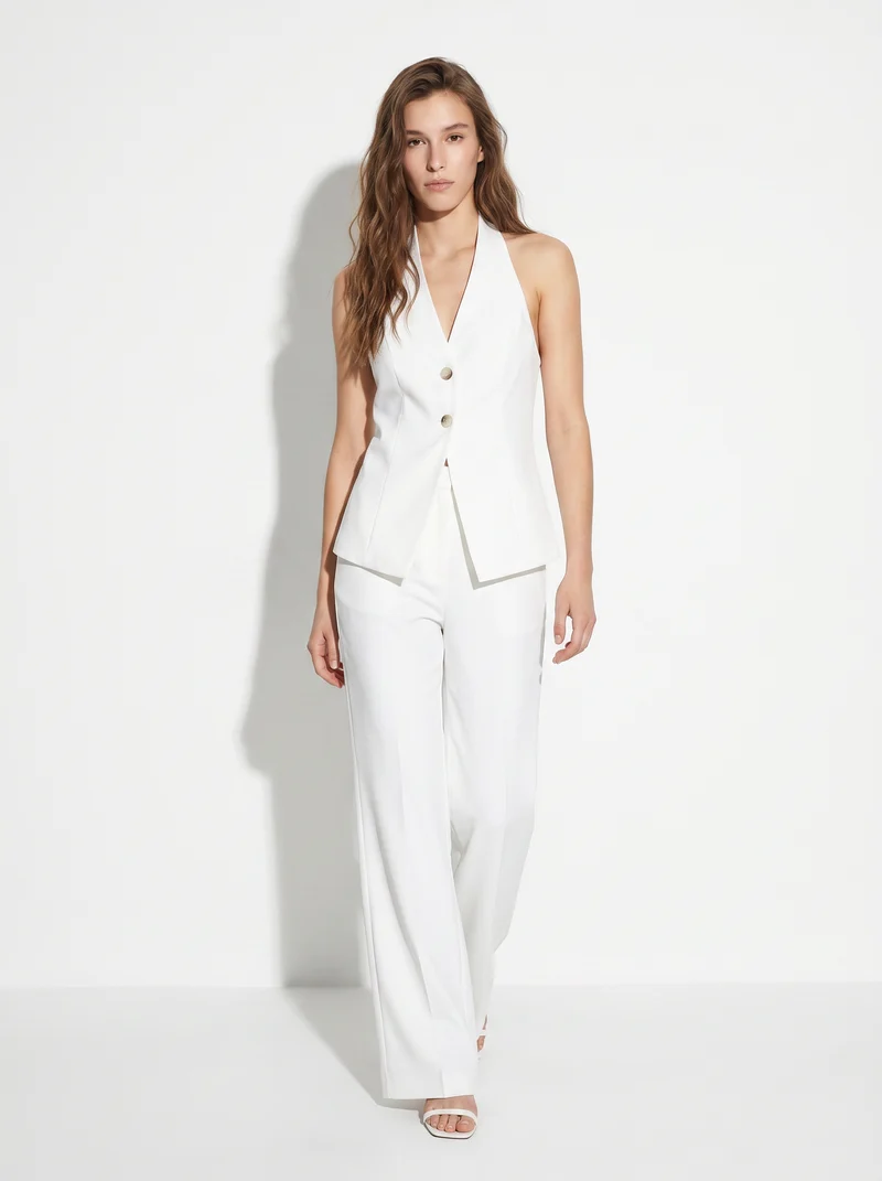 Gilet con scollo sulla schiena - Bianco