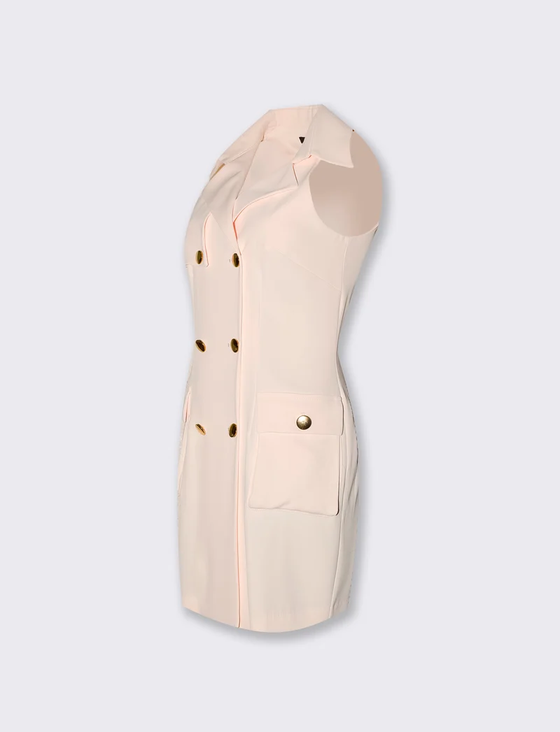 Vestito mini a portafoglio doppiopetto donna - Bianco