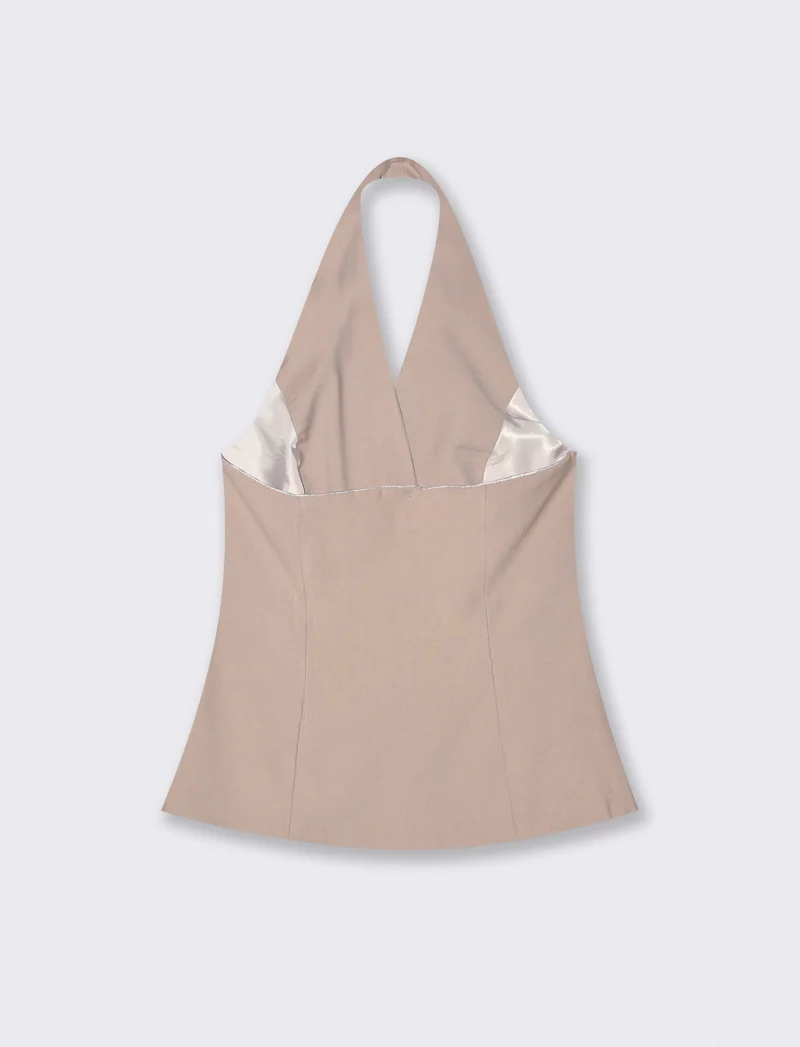 Gilet con scollo sulla schiena - Grigio fango