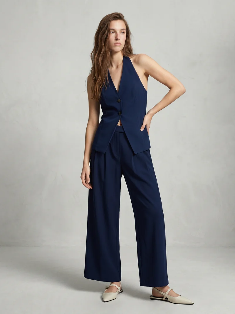 Gilet con scollo sulla schiena - Blu