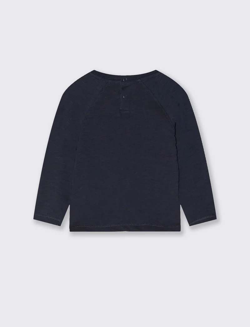 T-shirt neonato manica raglan con stampa - Blu
