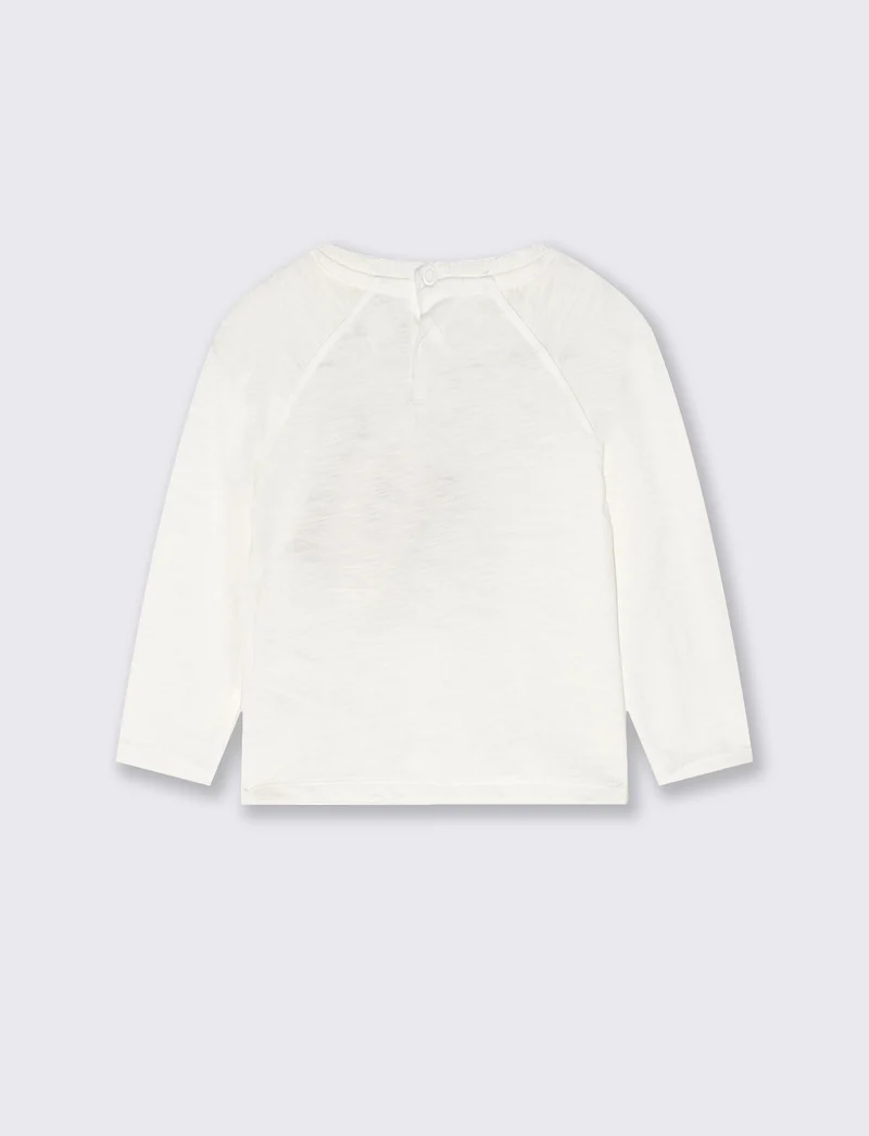 T-shirt neonato manica raglan con stampa - Bianco latte