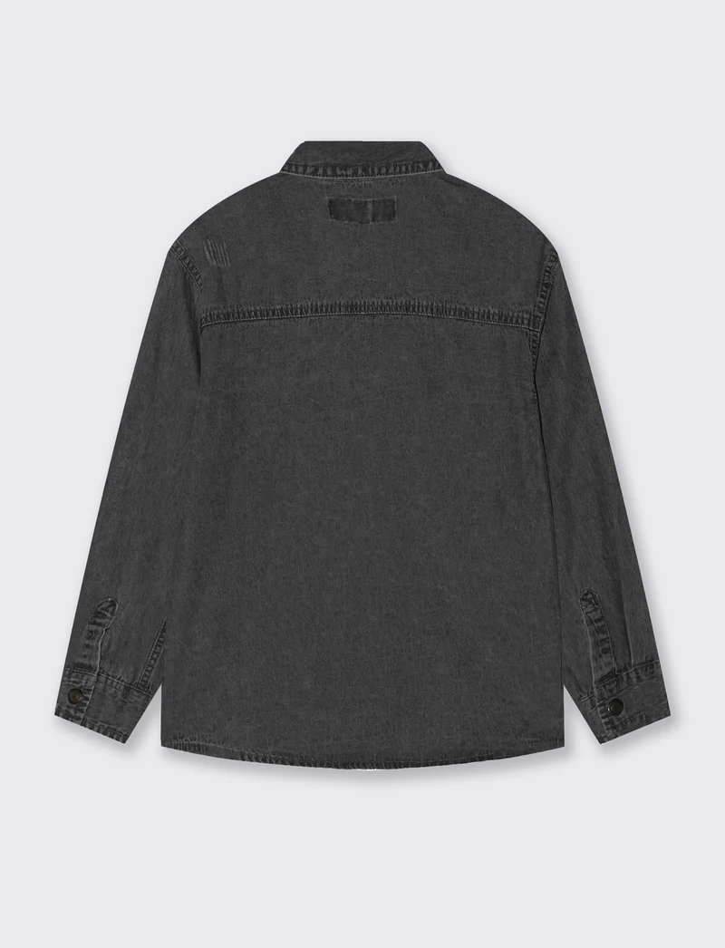Camicia in denim 100% cotone casual - Grigio