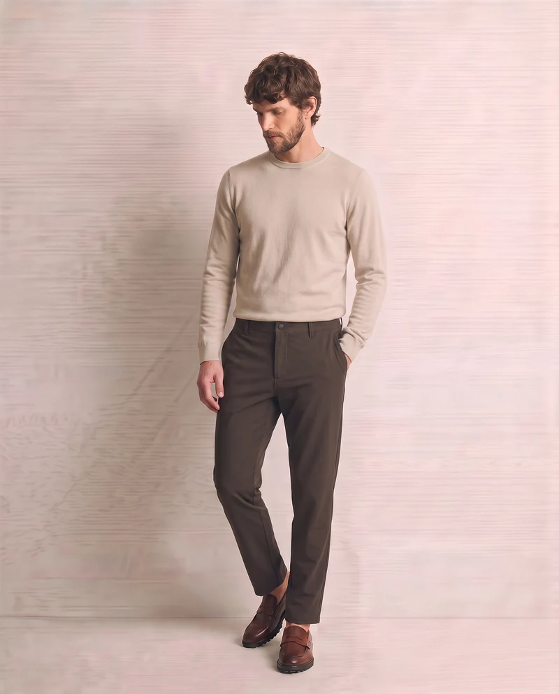 Pantaloni Chino Jogger Slim Fit Comfort - Moro
