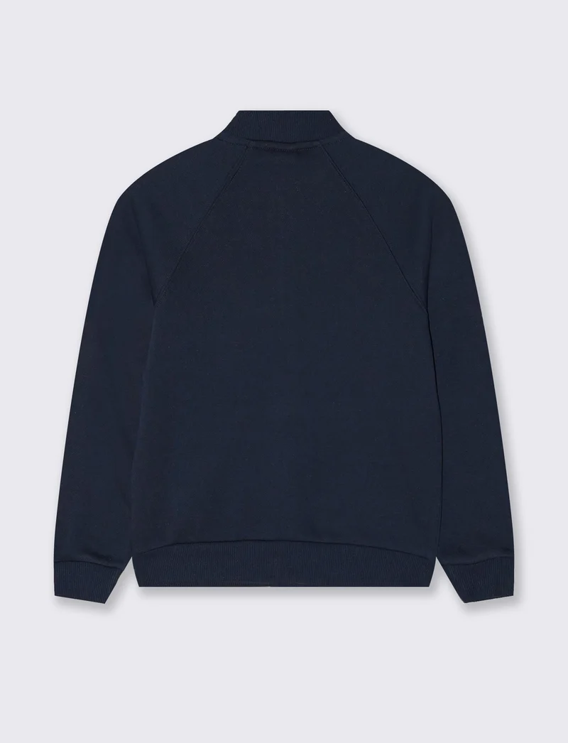 Felpa con zip e tascone frontale - Blu