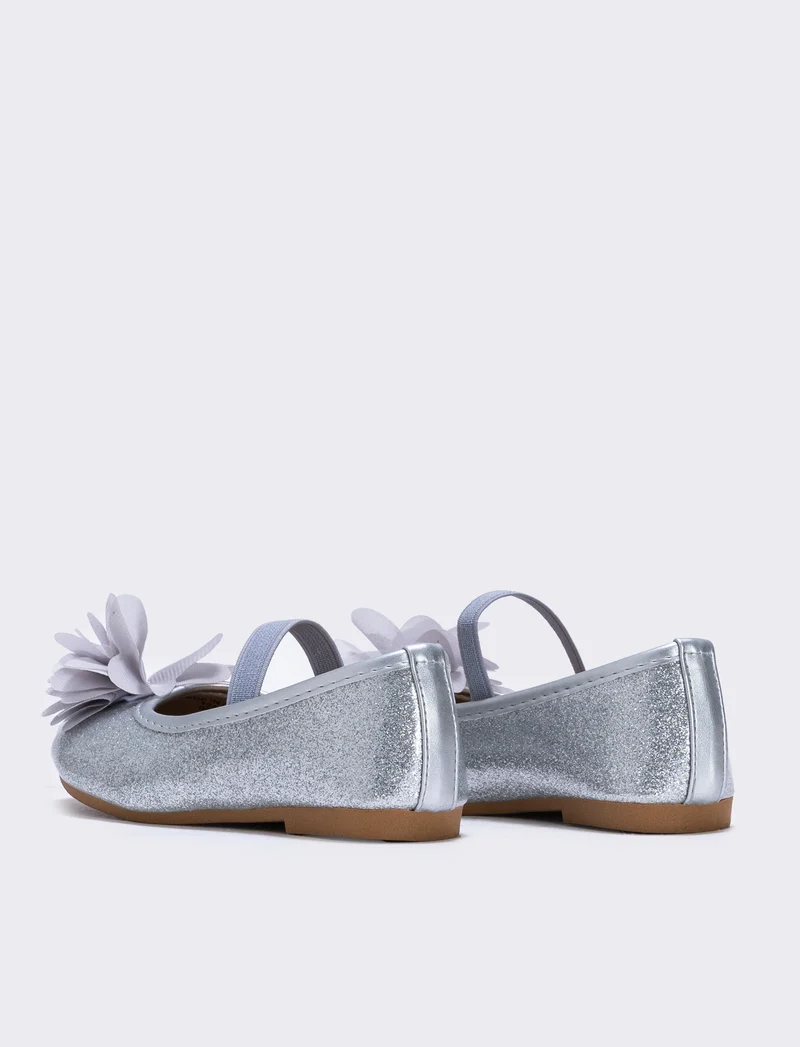Ballerina glitterata con fiore colorato - Argento