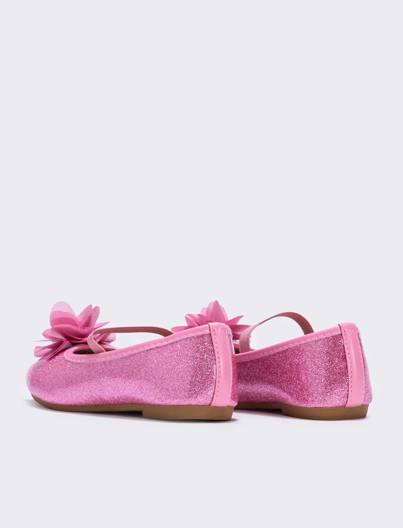 Ballerina glitterata con fiore colorato - Rosa