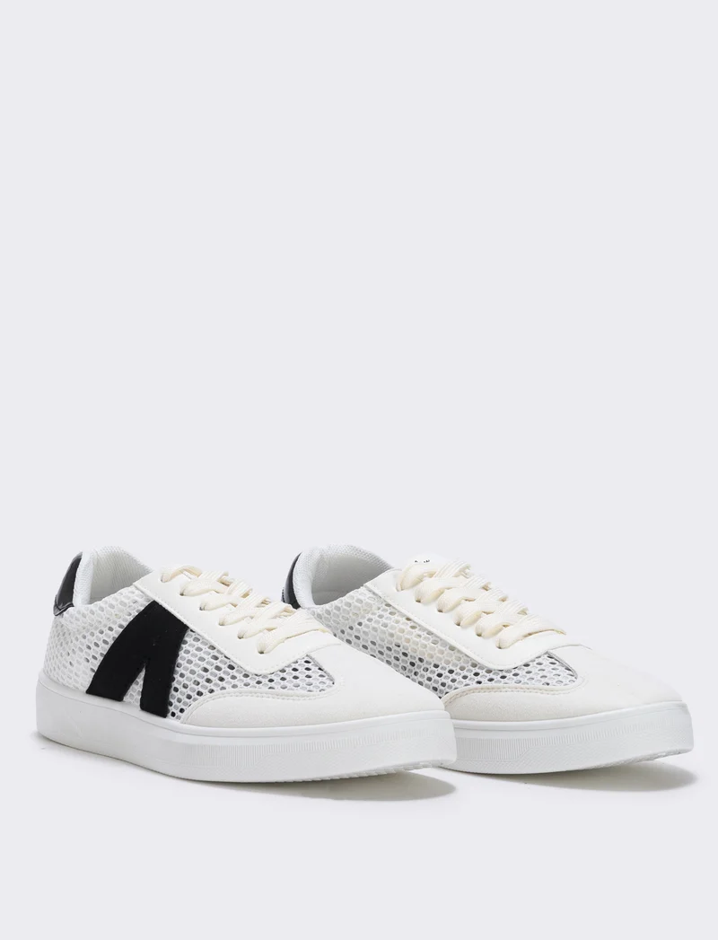 Sneakers da multielemento a contrasto - Bianco