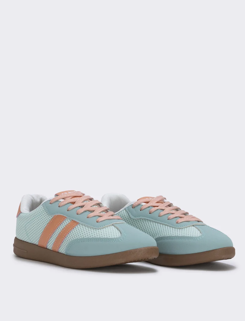 Sneakers da in poliuretano a contrasto - Celeste