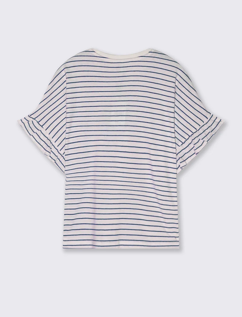 T-Shirt Girocollo Mezza Manica con Ruches - var 1