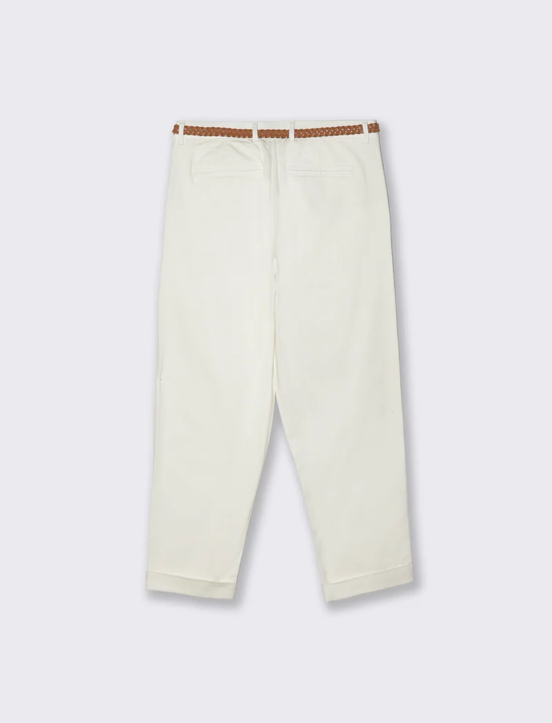 Pantalone con cintura e risvolto elegante - Bianco
