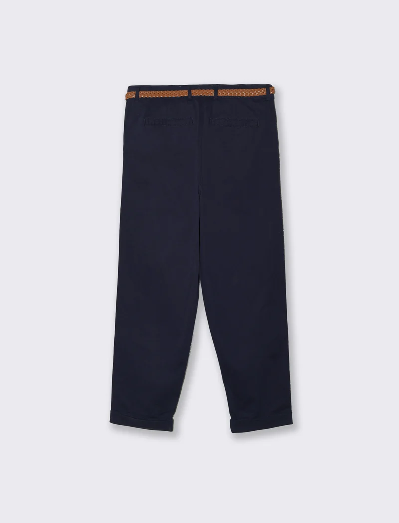 Pantalone con cintura e risvolto elegante - Blu