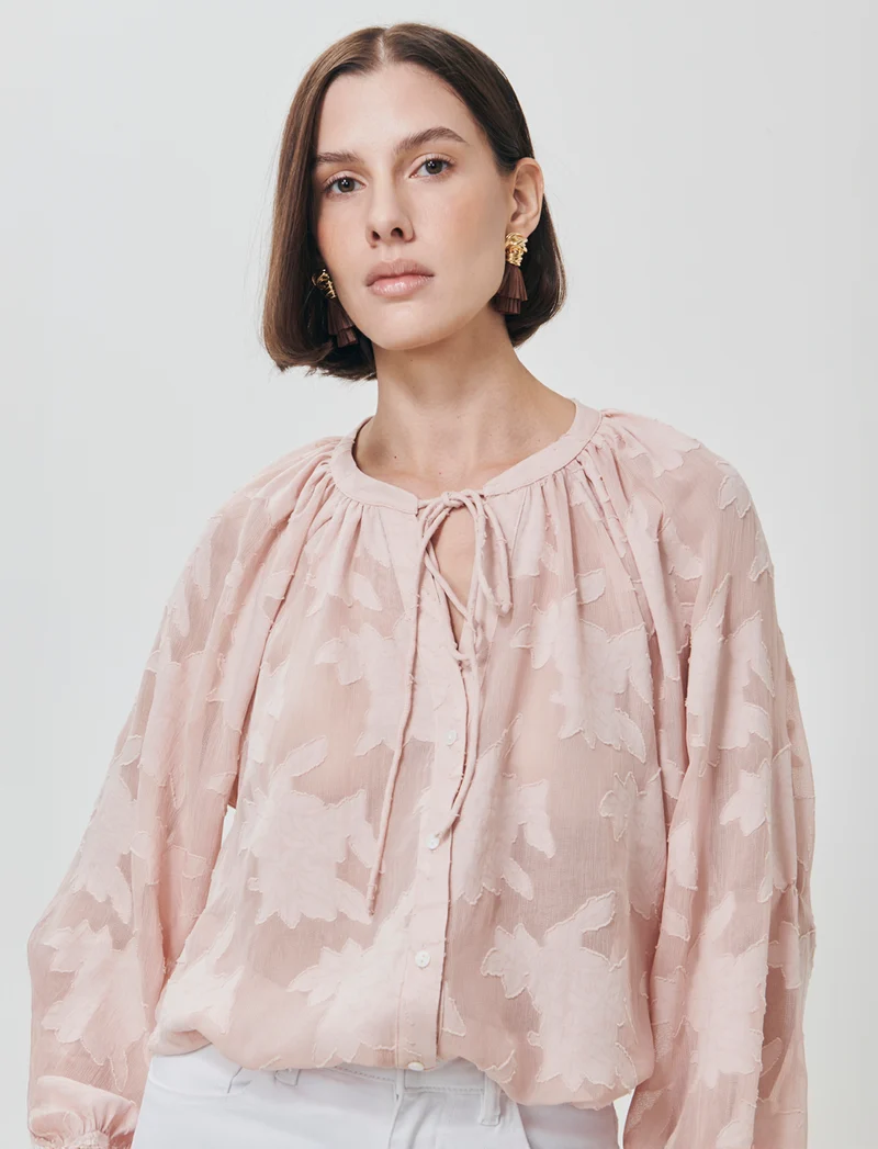 Blusa Manica Lunga con Bottoni Madreperla - Rosa chiaro