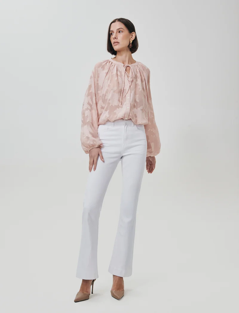 Blusa Manica Lunga con Bottoni Madreperla - Rosa chiaro
