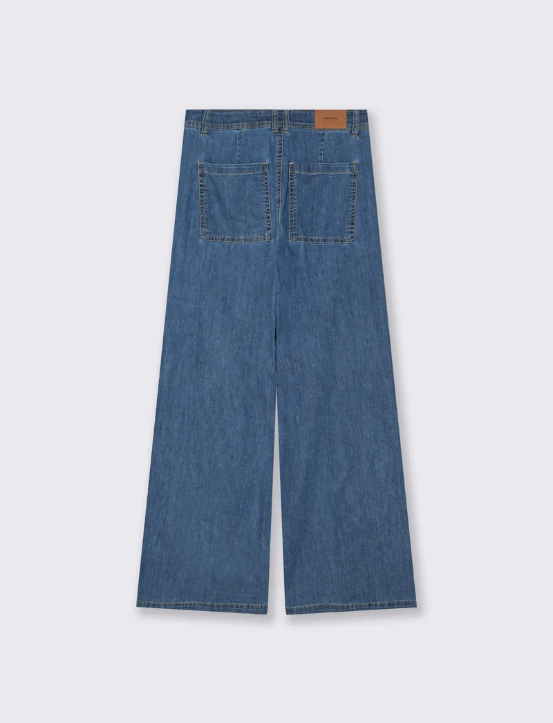 Jeans Gamba Larga con Vita Alta - Denim chiaro