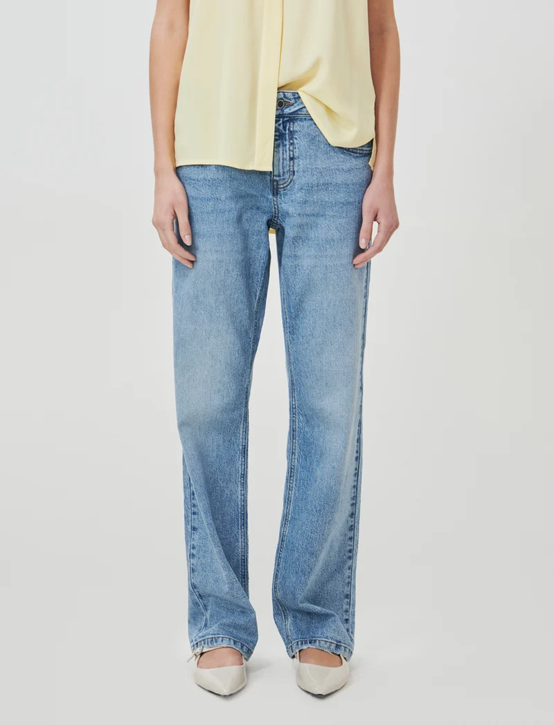Jeans Gamba Dritta Vita Bassa - Denim chiaro
