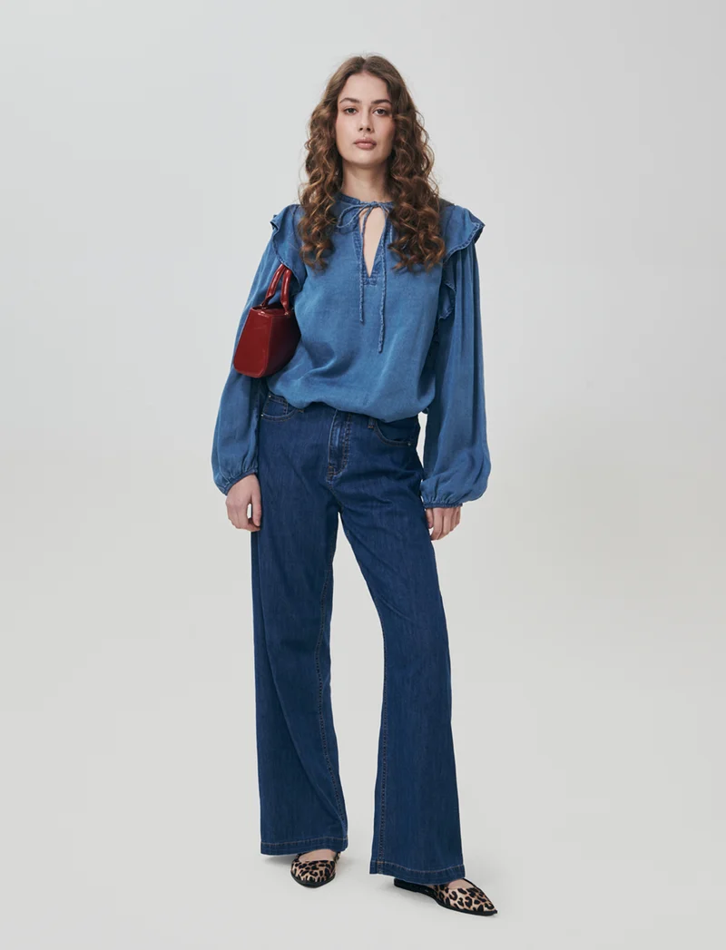 Jeans con Coulisse e Tasche Americane - Denim