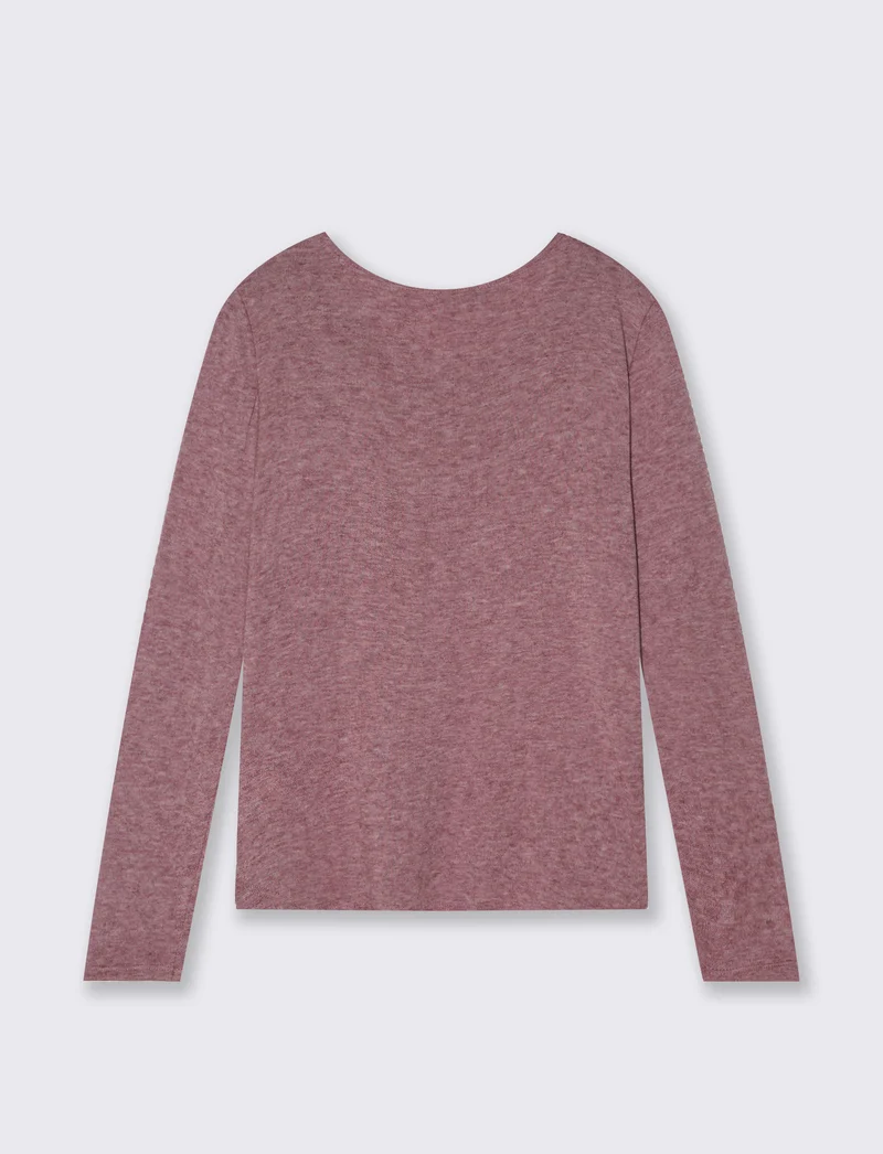 Tshirt manica lunga in tessuto pesante con collana - Bordeaux