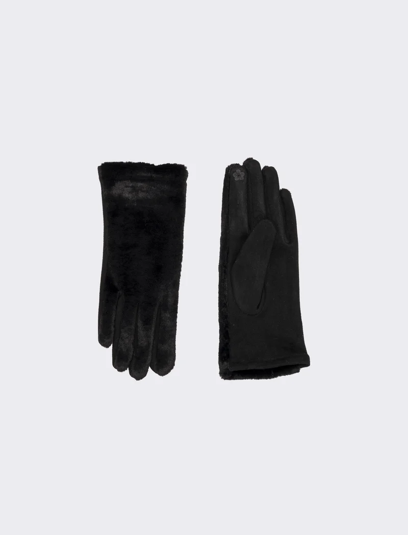 Guanti in ecopelliccia elastici - Nero