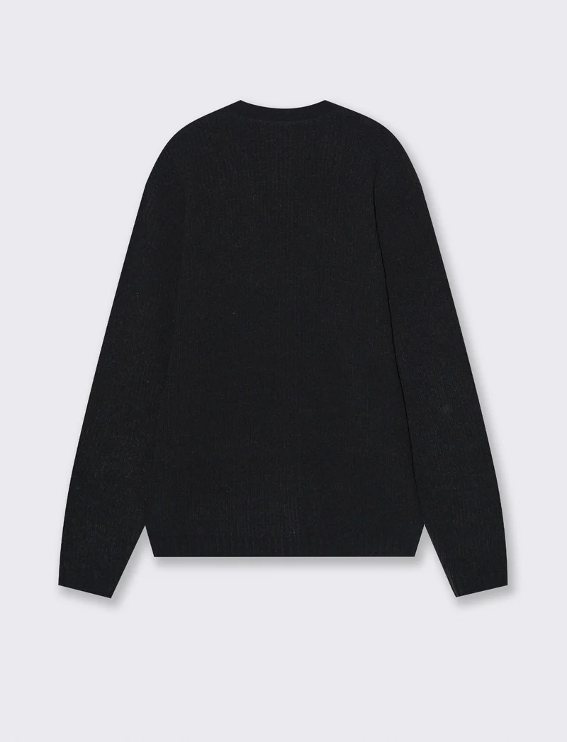 MAGLIA CARDIGAN IN CINIGLIA A COSTE - Nero