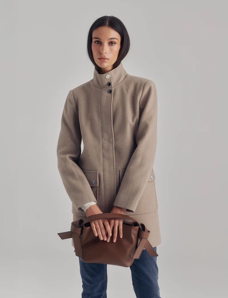 CAPPOTTO COLLO ALTO - Grigio tortora