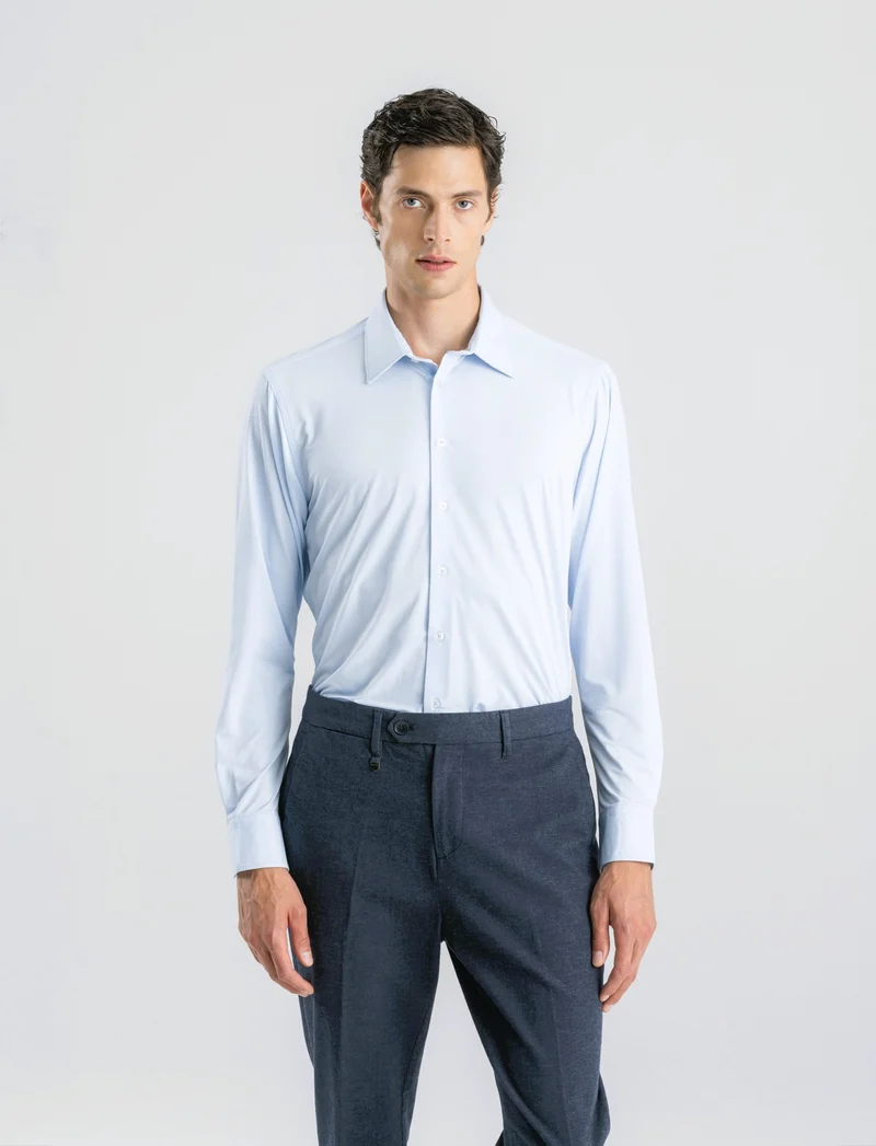 CAMICIA OPERATA FORMAL FIT - Celeste