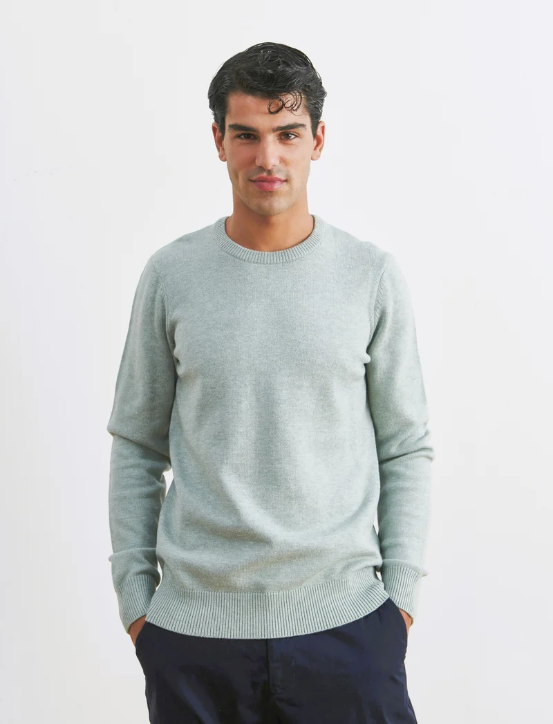 MAGLIA GIROCOLLO FILATO PREMIUM - Verde melange