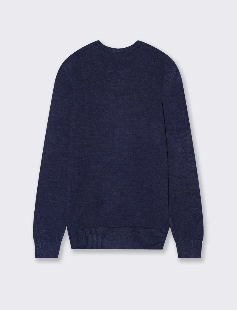 MAGLIA GIROCOLLO FILATO PREMIUM - Blu melange