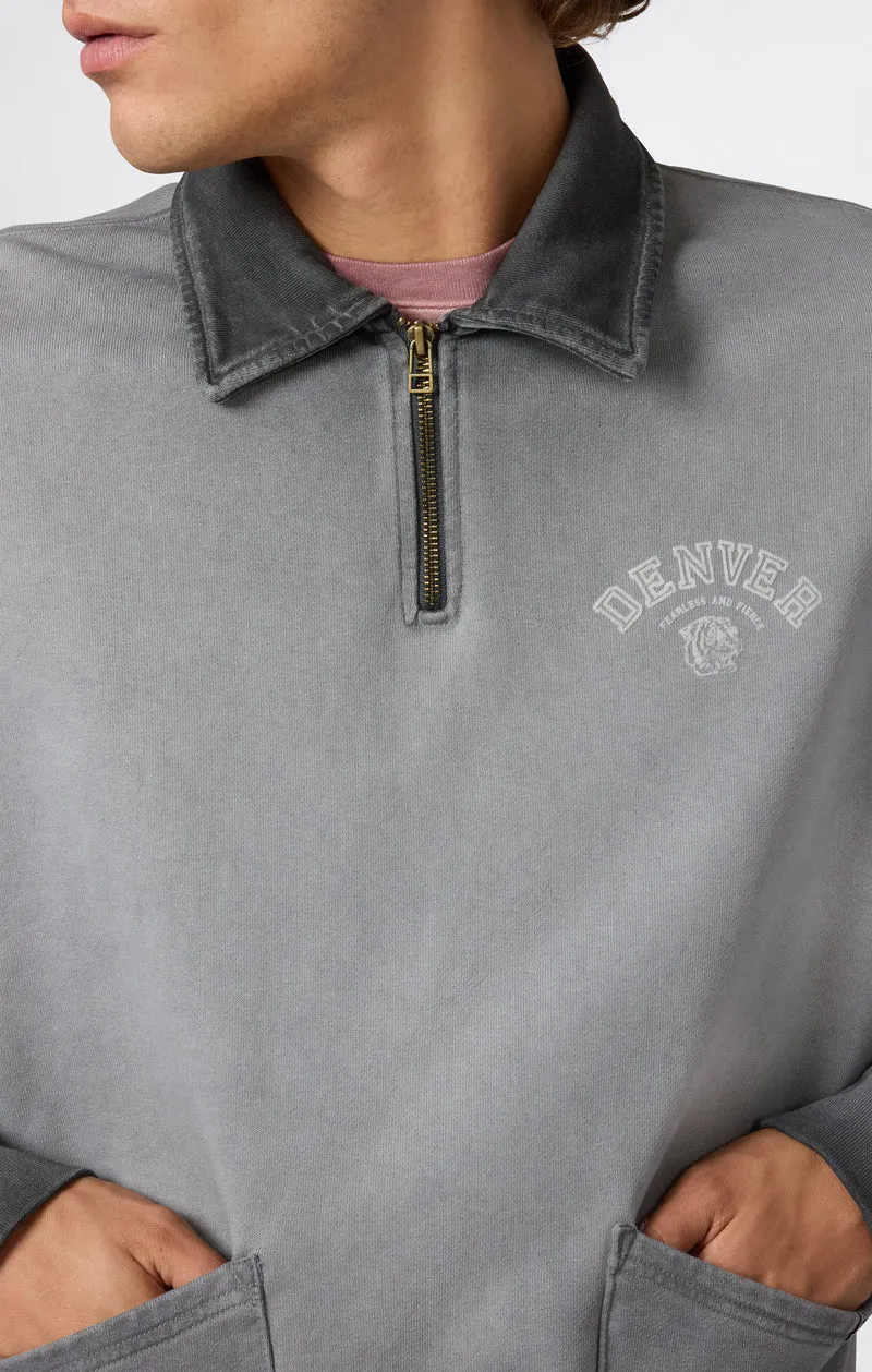 Men’s Washed Polo Half-Zip Neck Heavyweight Sweatshirt Time Capsule