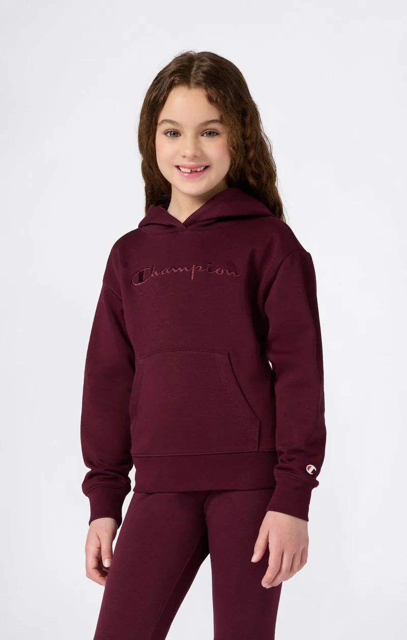 Girls’ Fleece Hoodie with Big Embroidered Logo Icons