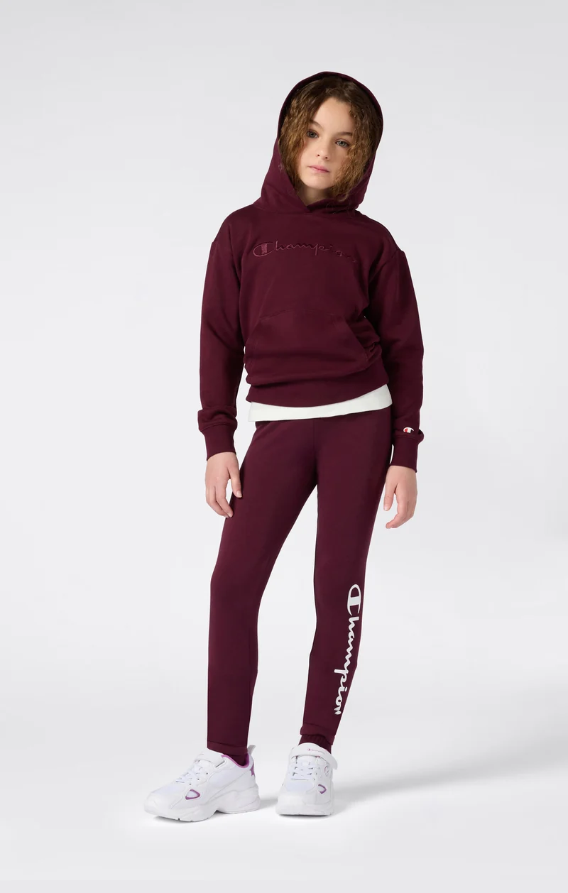 Girls’ Fleece Hoodie with Big Embroidered Logo Icons