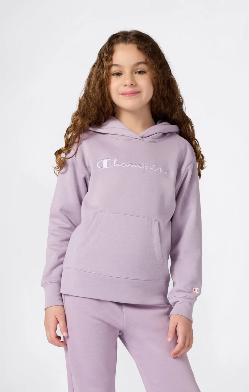 Girls’ Fleece Hoodie with Big Embroidered Logo Icons